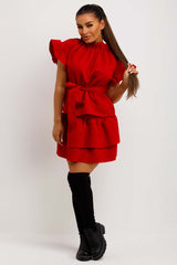 womens quilted rara frilly ruffle skirt and top co ord two piece set going out christmas party outfit