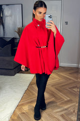 oversized cape with belt and button fastening styledup