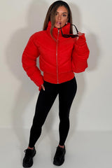 cropped padded puffer jacket for gym yoga pilates uk sale womens 