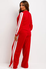 womens long sleeve top and wide leg trousers with side stripe loungewear co ord set styledup