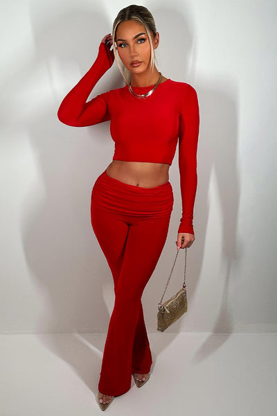 Ribbed Hooded Top & Flared Trouser Co-ord