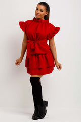 womens quilted frilly rara skirt and top co ord set going out christmas party outfit