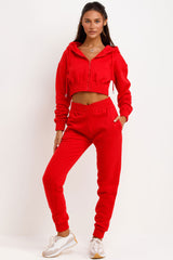 womens red tracksuit set