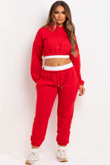 womens crop hoodie and joggers tracksuit set