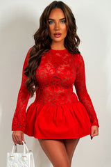 lace puffball dress with long sleeves