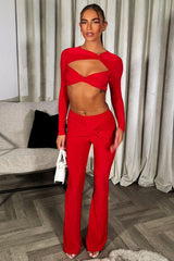 long sleeve top flare trousers matching set going out summer occasion outfit