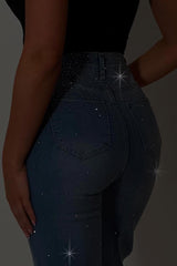 diamante rhinestone relaxed oversize denim blue jeans womens uk