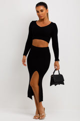 knitted jumper and skirt set womens uk