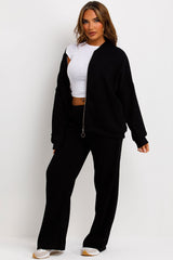 corduroy bomber sweatshirt and straight leg joggers tracksuit set