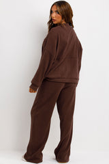 zara womens corduroy bomber sweatshirt and straight leg joggers loungewear set 