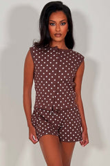 womens shorts tracksuit polka dot print summer holiday outfit