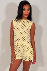 womens shorts tracksuit polka dot print summer holiday outfit