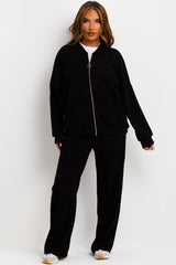 zara womens corduroy bomber sweatshirt and straight leg joggers loungewear set 