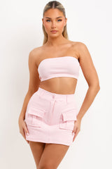 mini skirt crop hoodie and bandeau top set summer festival holiday outfit