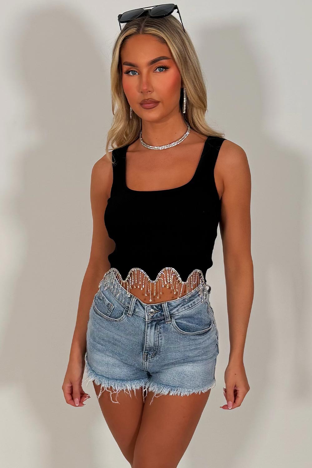 diamante rhinestone crop top zara uk