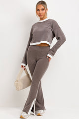 womens loungewear co ord set rib knit