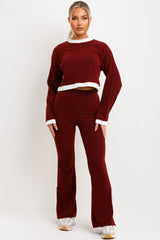 womens loungewear co ord set rib knit