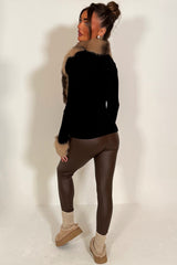 fur cardigan womens christmas market outfit styledup