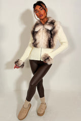 long sleeve knitted cardigan jumper with faux fur styledup womens 