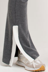 Jumper And Trousers Loungewear Set With Contrast Stripe Split Detail Grey