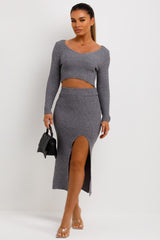 knitted jumper and maxi skirt co ord set