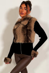 long sleeve knitted cardigan jumper with faux fur styledup womens 