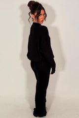 knitted loungewear co ord set black womens couture club 