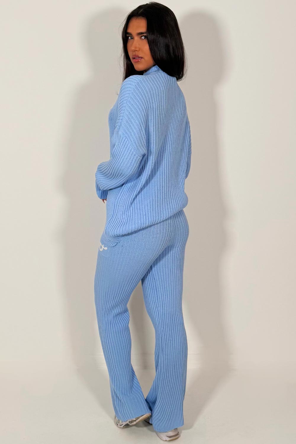 womens oversized knitted lounge set with contrast emblem couture club womens 