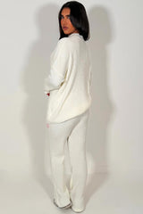 womens oversized knitted lounge set with contrast emblem couture club womens 