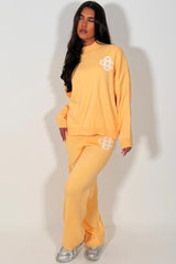 knitted loungewear co ord set orange womens couture club 