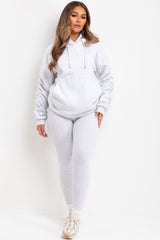 ruched sleeve oversized hoodie and leggings loungewear set grey marl