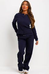 button up long sleeve top and trousers loungewear co ord set molly mae airport outfit