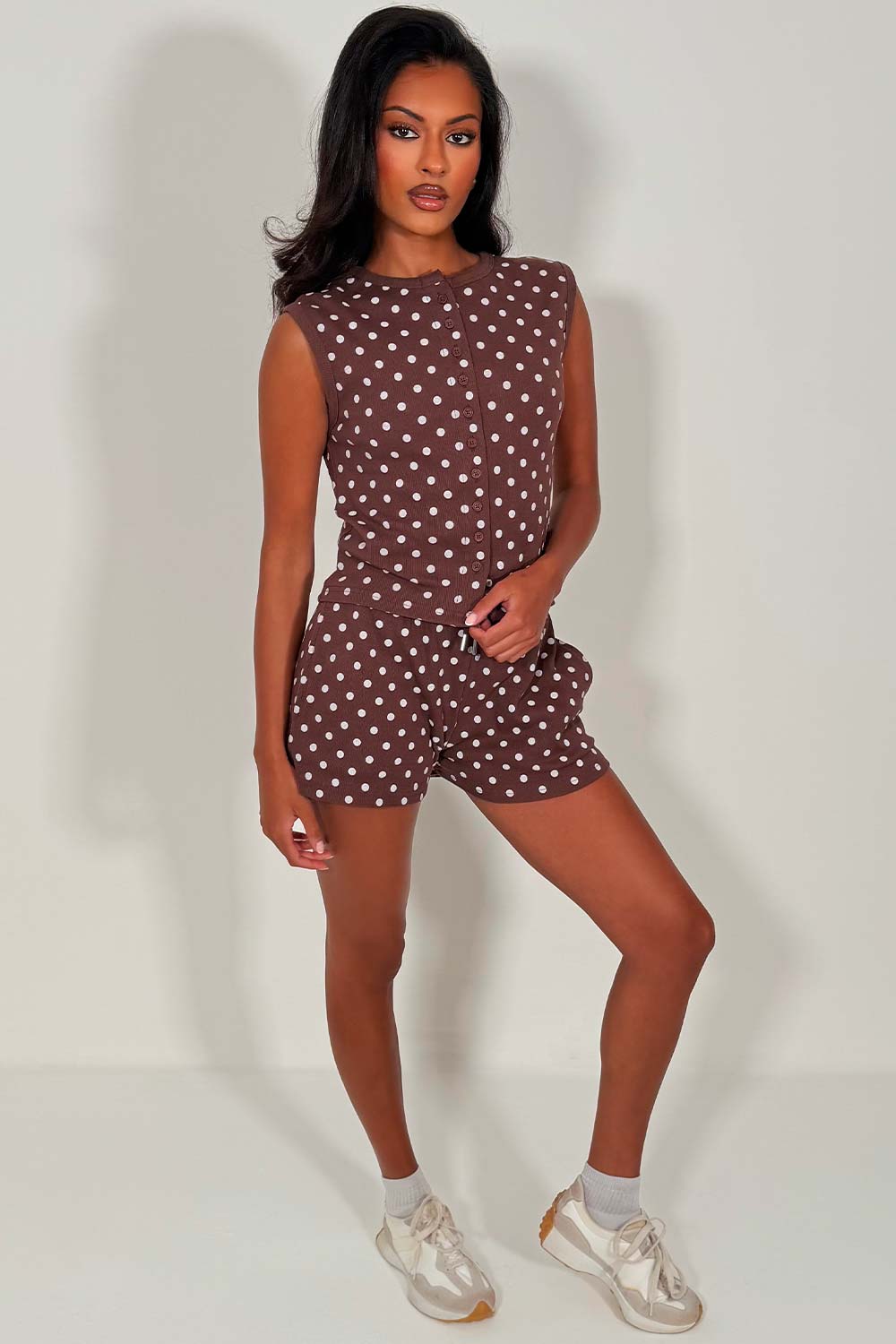 polka dot shorts tracksuit styledup uk whitefox