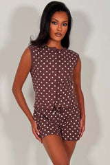 polka dot shorts tracksuit for summer womens holiday airport outfit styledup uk