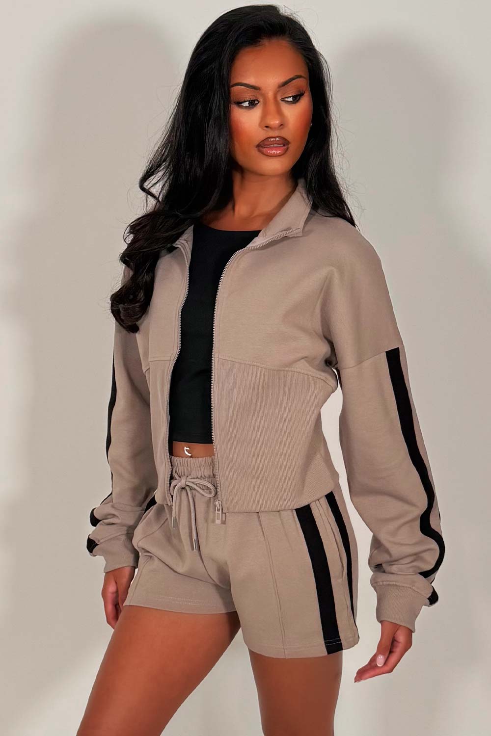 side stripe summer tracksuit dove grey uk styledup