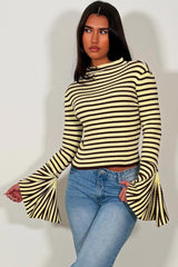 womens zara ribbed striped turtle neck top styledup 