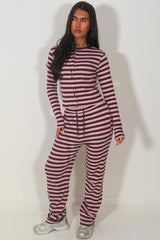 womens wide leg jogger and long sleeve top with stripes lounge set co ord styledup 