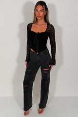 zara womens light wash ripped grey denim jeans wide leg fit sale 