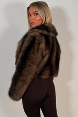 brown faux fur cropped jacket zara uk