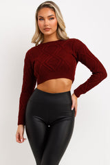 ladies cropped cable knit jumper