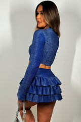 ruffle frilly bloomer skirt and long sleeve crop top co ord set christmas party outfit co ord set styledup