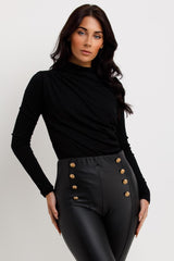 black long sleeve going out bodysuit top