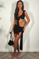 skirt and ruched ruffle shoulder bikini two piece set summer holiday festival clothes