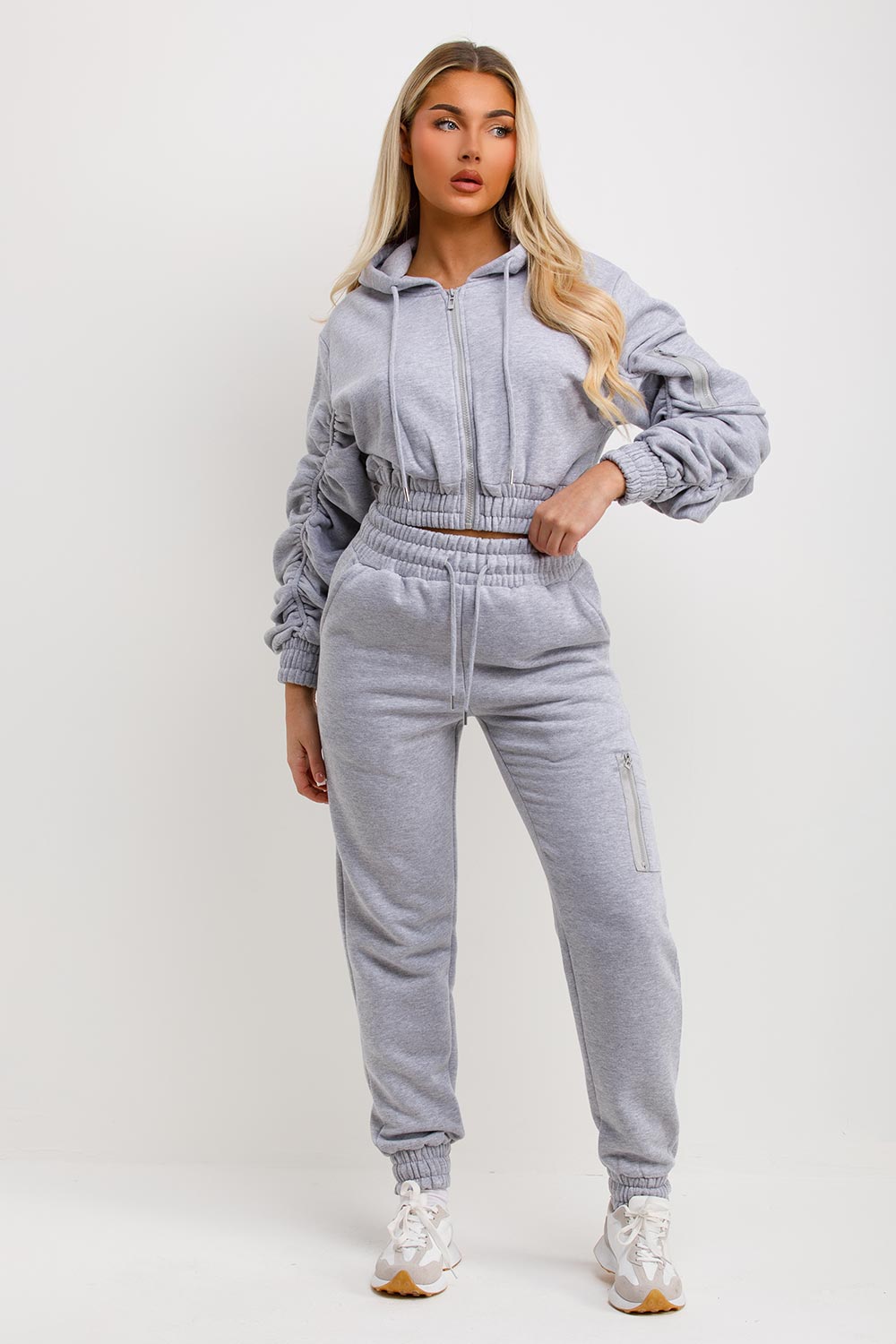 womens ruched tracksuit co ord set loungewear