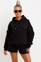 womens shorts and hoodie tracksuit lounge set airport outfit