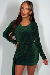 long sleeve drape dress sparkly christmas party new year outfit styled up