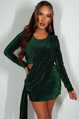 sparkly drape dress with long sleeves styledup christmas new year party outfit 