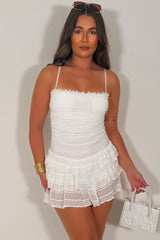 frilly ruffle lace mini dress styledup uk