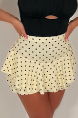 yellow polka dot skirt skort with ruffle frill hem styledup uk white fox