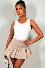 puff ball mini skirt with shirred high waist